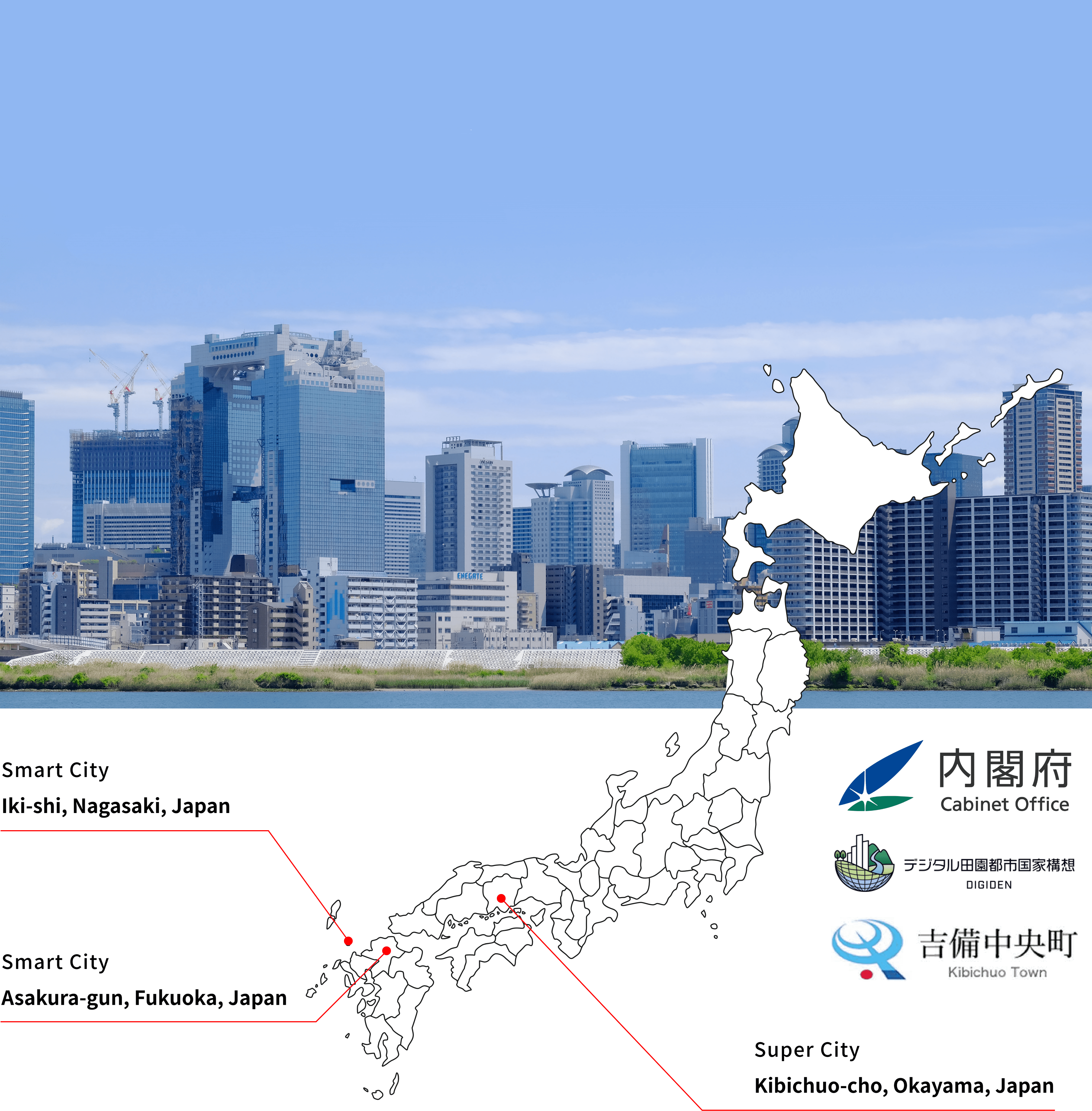 Smart City Concept: Iki City, Nagasaki Prefecture; Higashimine Village, Asakura-gun, Fukuoka Prefecture; Kibichuo Town, Kaga-gun, Okayama Prefecture